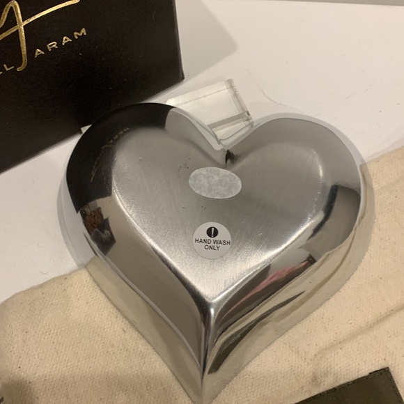 Michael Aram🤎🖤Hand Forged Zebra Heart Shaped Dish Bowl w/Silver Serving Spoon - Picture 7 of 16